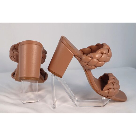 Madden NYC Braided Strap Tan Block Heel Sandals Comfortable & Stylish Size 8 - Picture 4 of 6